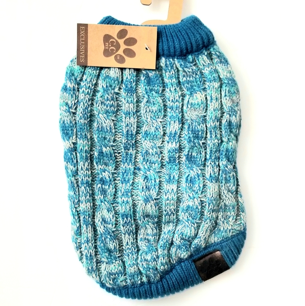 Dog Sweater Heather Turquoise Blue